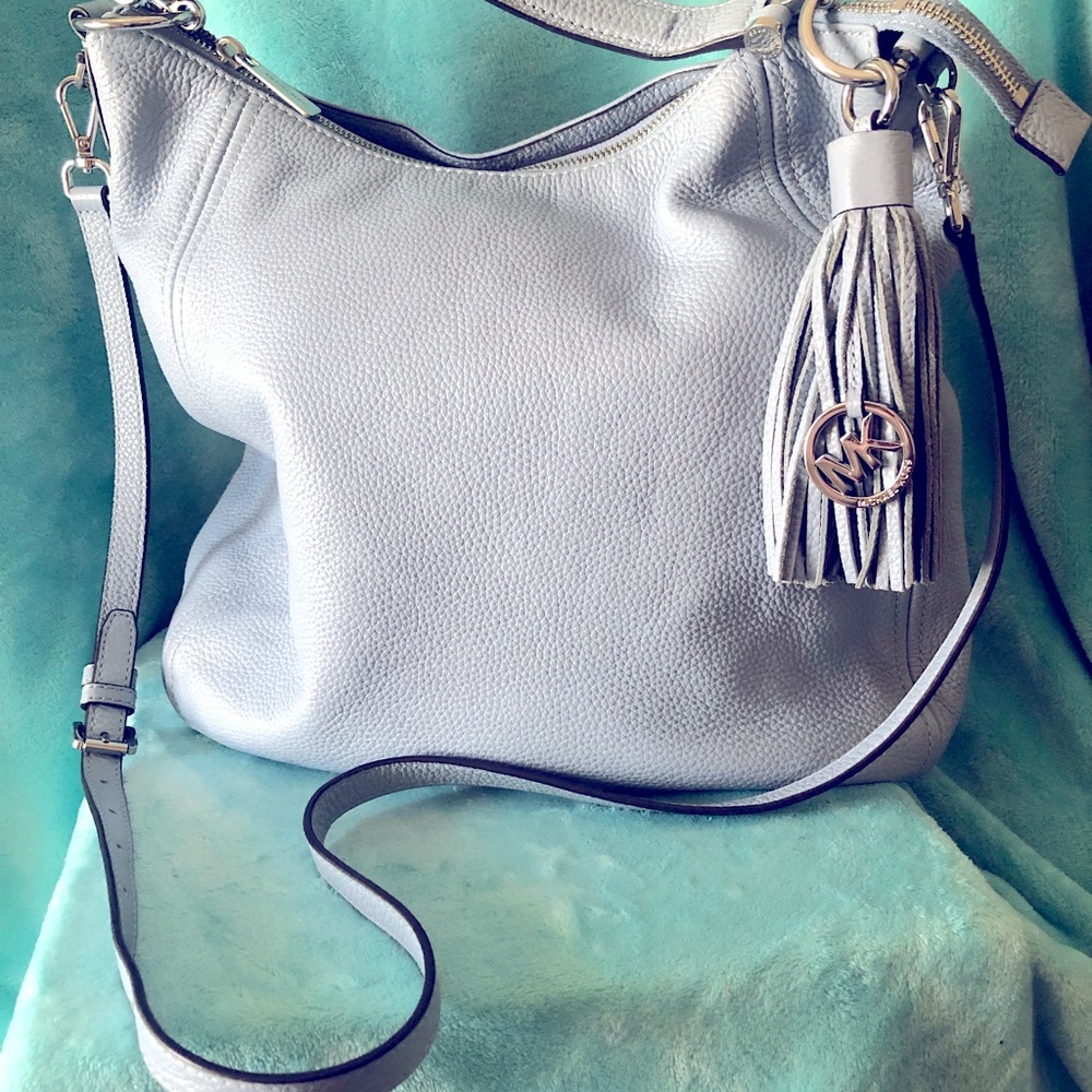 Michael Kors large light blue pebble leather Crossbody/shoulder bag